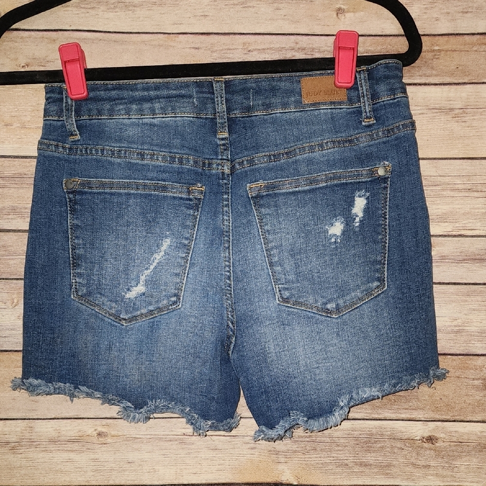 Judy Blue Denim Leopard Patch Women's Shorts - Picture 3 of 4